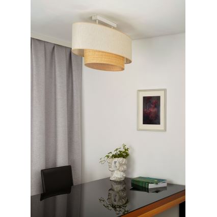 Duolla - Fäst ljuskrona DOUBLE OVAL NATURE 2xE27/15W/230V grädde/beige