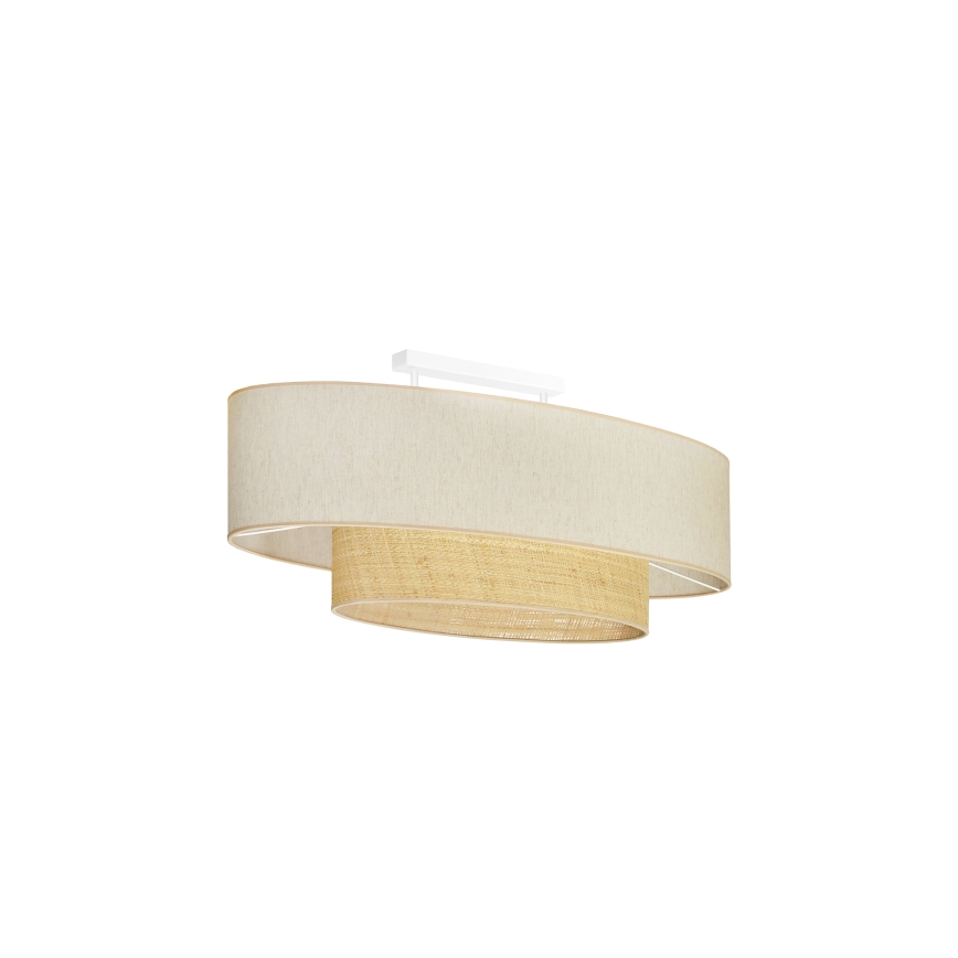Duolla - Fäst ljuskrona DOUBLE OVAL NATURE 2xE27/15W/230V grädde/beige