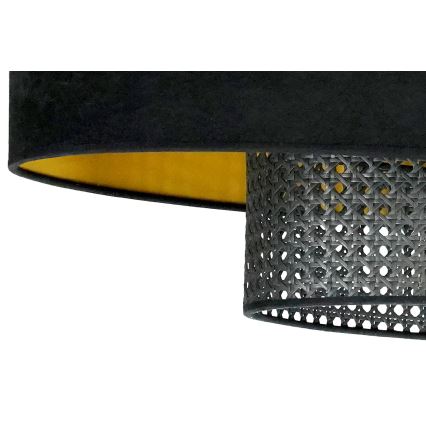 Duolla - Fäst ljuskrona DOUBLE OVAL RATTAN 2xE27/15W/230V svart/rotting