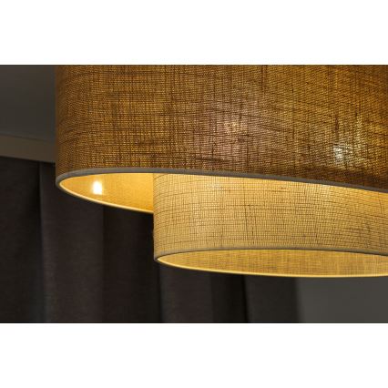 Duolla - Fäst ljuskrona DOUBLE OVAL YUTE 2xE27/15W/230V brun/grädde