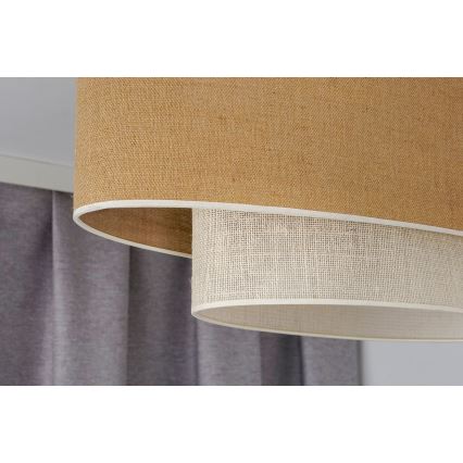 Duolla - Fäst ljuskrona DOUBLE OVAL YUTE 2xE27/15W/230V brun/grädde