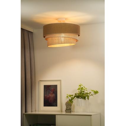 Duolla - Fäst ljuskrona YUTE TRIO 3xE27/15W/230V diameter 60 cm brun/grå/beige