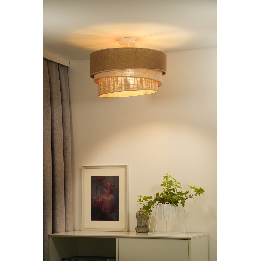 Duolla - Fäst ljuskrona YUTE TRIO 3xE27/15W/230V diameter 60 cm brun/grå/beige