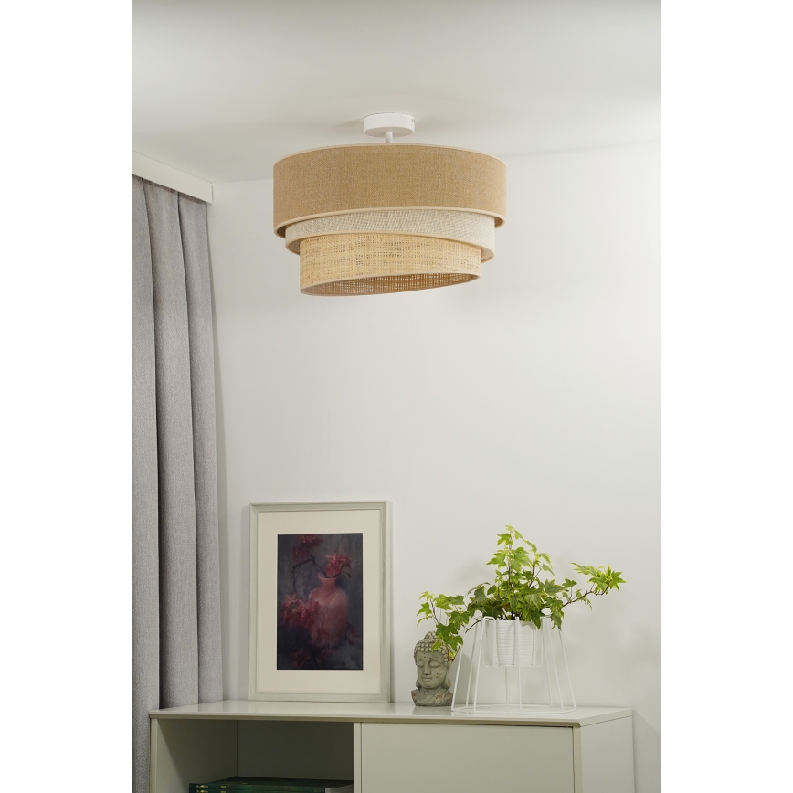 Duolla - Fäst ljuskrona YUTE TRIO 3xE27/15W/230V diameter 60 cm brun/grå/beige