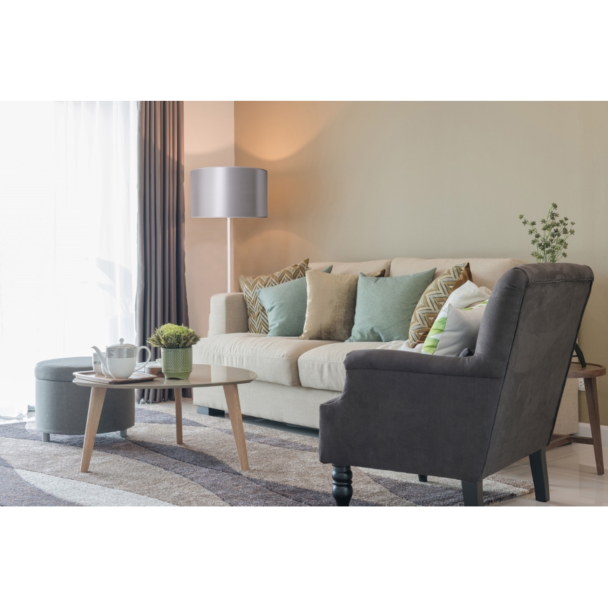 Duolla - Golvlampa CANNES 1xE27/15W/230V diameter 45 cm silver/vit