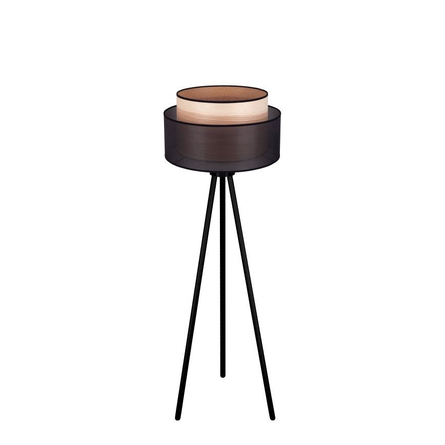 Duolla - Golvlampa WOOD BOHO 1xE27/15W/230V diameter 45 cm svart/beige