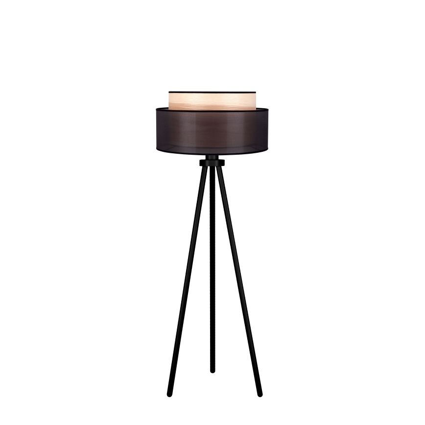 Duolla - Golvlampa WOOD BOHO 1xE27/15W/230V diameter 45 cm svart/beige