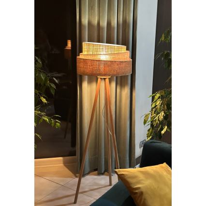 Duolla - Golvlampa YUTE TRIO 1xE27/15W/230V diameter 45 cm brun/grå/beige