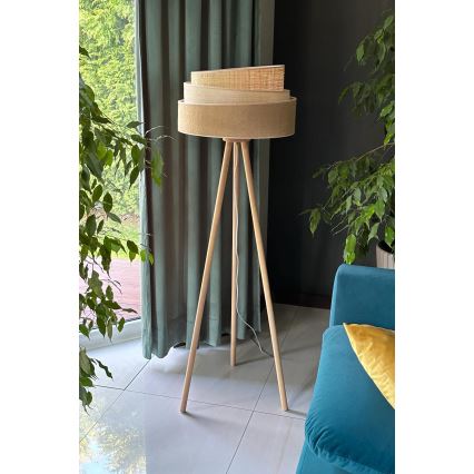 Duolla - Golvlampa YUTE TRIO 1xE27/15W/230V diameter 45 cm brun/grå/beige