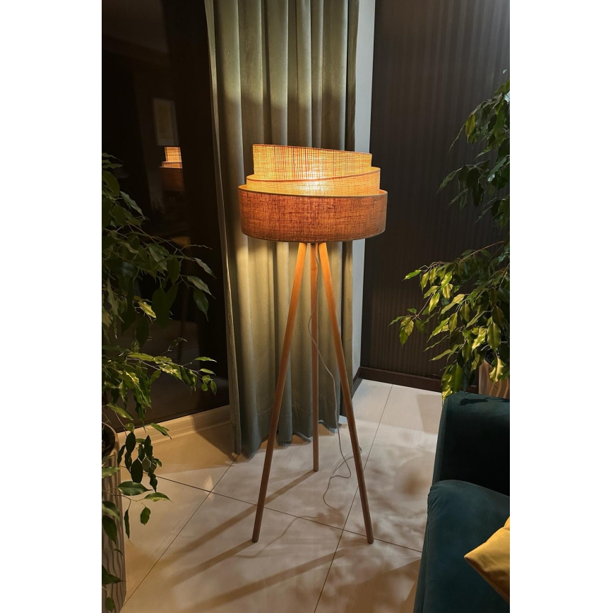 Duolla - Golvlampa YUTE TRIO 1xE27/15W/230V diameter 45 cm brun/grå/beige