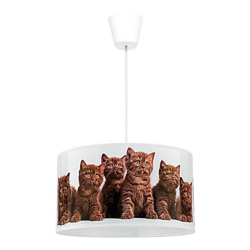 Duolla - Hängande ljuskrona med textilsladd för barn CATS 1xE27/40W/230V diameter 35 cm