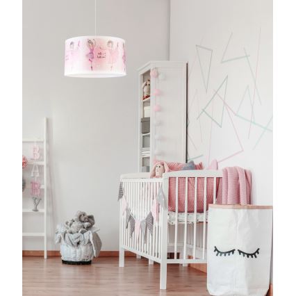 Duolla - Hängande ljuskrona med textilsladd för barn PRINT M 1xE27/40W/230V diameter 35 cm ballerina