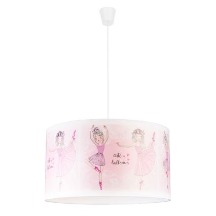 Duolla - Hängande ljuskrona med textilsladd för barn PRINT M 1xE27/40W/230V diameter 35 cm ballerina