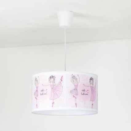 Duolla - Hängande ljuskrona med textilsladd för barn PRINT M 1xE27/40W/230V diameter 35 cm ballerina