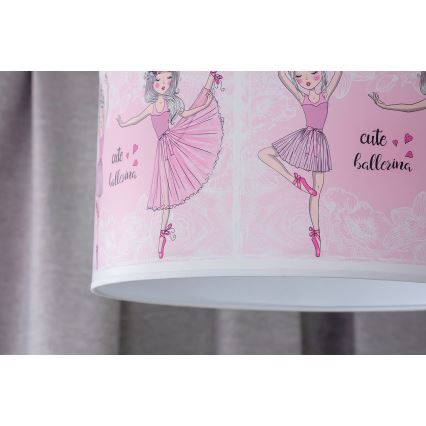 Duolla - Hängande ljuskrona med textilsladd för barn PRINT M 1xE27/40W/230V diameter 35 cm ballerina