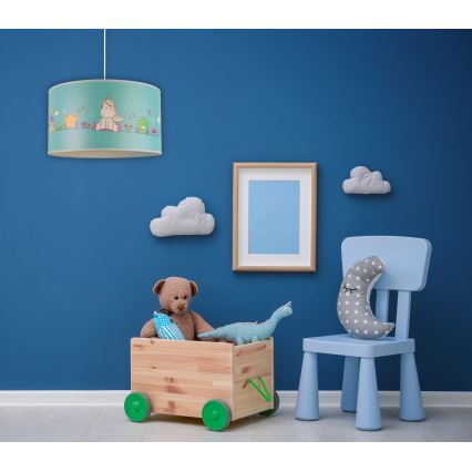 Duolla - Hängande ljuskrona med textilsladd för barn UNICORN 1xE27/15W/230V diameter 35 cm