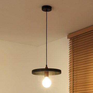 Duolla - Hänglampa på kabel IRONLINE 1xE27/15W/230V Ø 30 cm svart/koppar