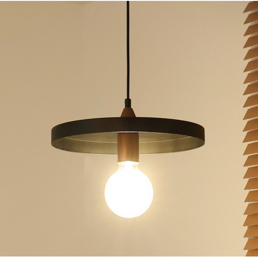 Duolla - Hänglampa på kabel IRONLINE 1xE27/15W/230V Ø 30 cm svart/koppar