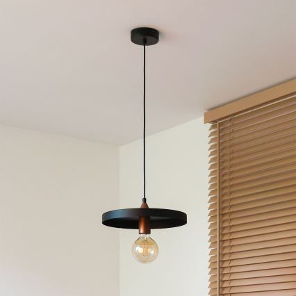 Duolla - Hänglampa på kabel IRONLINE 1xE27/15W/230V Ø 30 cm svart/koppar