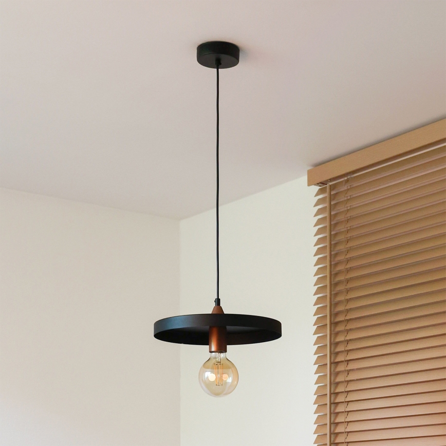 Duolla - Hänglampa på kabel IRONLINE 1xE27/15W/230V Ø 30 cm svart/koppar