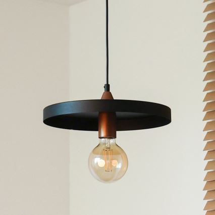 Duolla - Hänglampa på kabel IRONLINE 1xE27/15W/230V Ø 30 cm svart/koppar