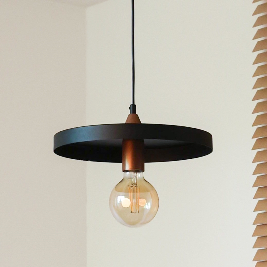 Duolla - Hänglampa på kabel IRONLINE 1xE27/15W/230V Ø 30 cm svart/koppar
