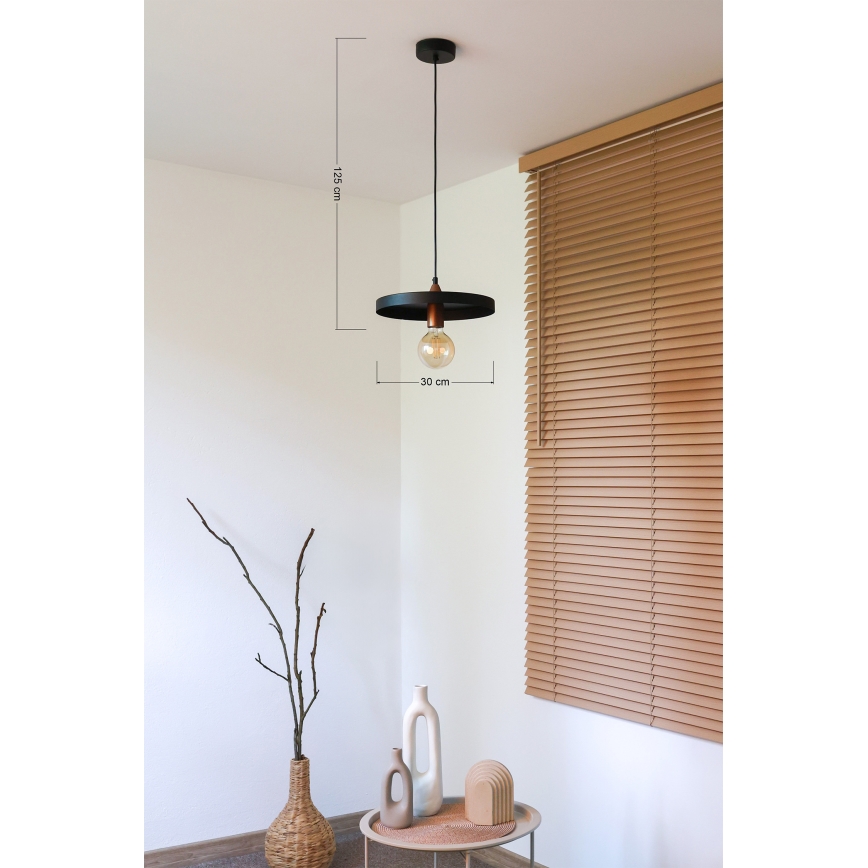 Duolla - Hänglampa på kabel IRONLINE 1xE27/15W/230V Ø 30 cm svart/koppar