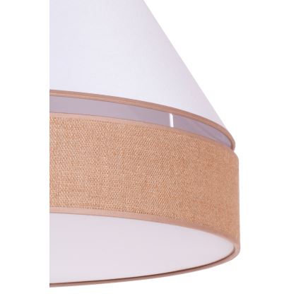 Duolla - Ljuskrona med textilsladd AVIGNON 1xE27/15W/230V diameter 50 cm vit/brun