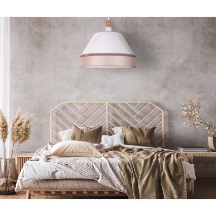 Duolla - Ljuskrona med textilsladd AVIGNON 1xE27/15W/230V diameter 60 cm vit/beige