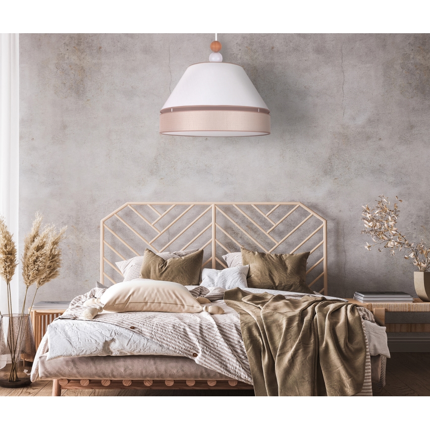 Duolla - Ljuskrona med textilsladd AVIGNON 1xE27/15W/230V diameter 60 cm vit/beige