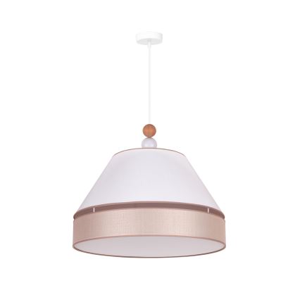 Duolla - Ljuskrona med textilsladd AVIGNON 1xE27/15W/230V diameter 60 cm vit/beige