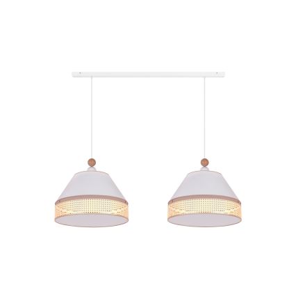 Duolla - Ljuskrona med textilsladd AVIGNON 2xE27/15W/230V vit/rotting