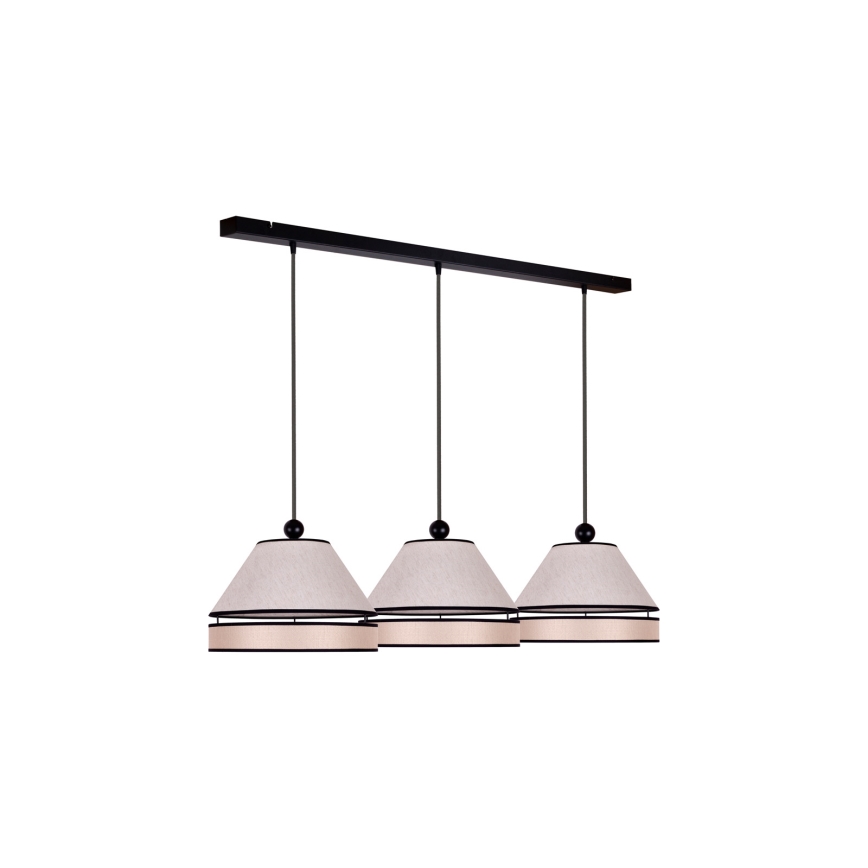 Duolla - Ljuskrona med textilsladd AVIGNON 3xE27/15W/230V beige