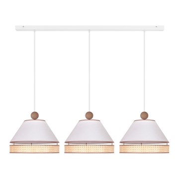 Duolla - Ljuskrona med textilsladd AVIGNON 3xE27/15W/230V vit/rotting