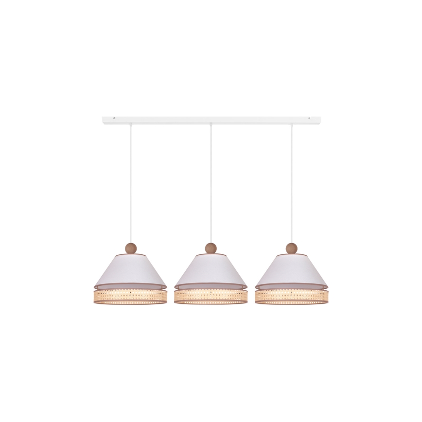 Duolla - Ljuskrona med textilsladd AVIGNON 3xE27/15W/230V vit/rotting