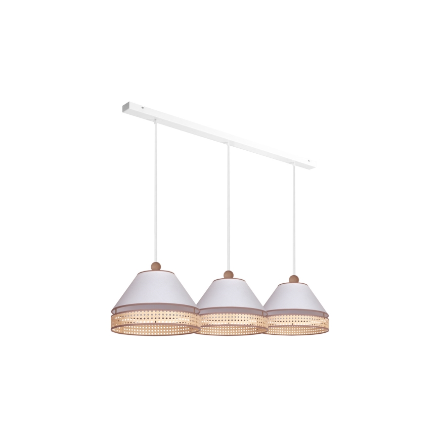 Duolla - Ljuskrona med textilsladd AVIGNON 3xE27/15W/230V vit/rotting