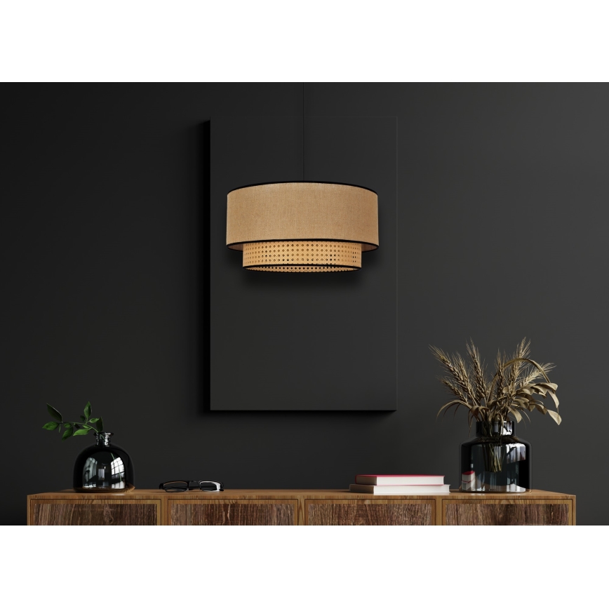 Duolla - Ljuskrona med textilsladd BOHO 1xE27/15W/230V diameter 45 cm beige/rotting