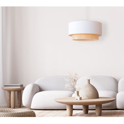 Duolla - Ljuskrona med textilsladd BOHO 1xE27/15W/230V diameter 45 cm grädde/rotting