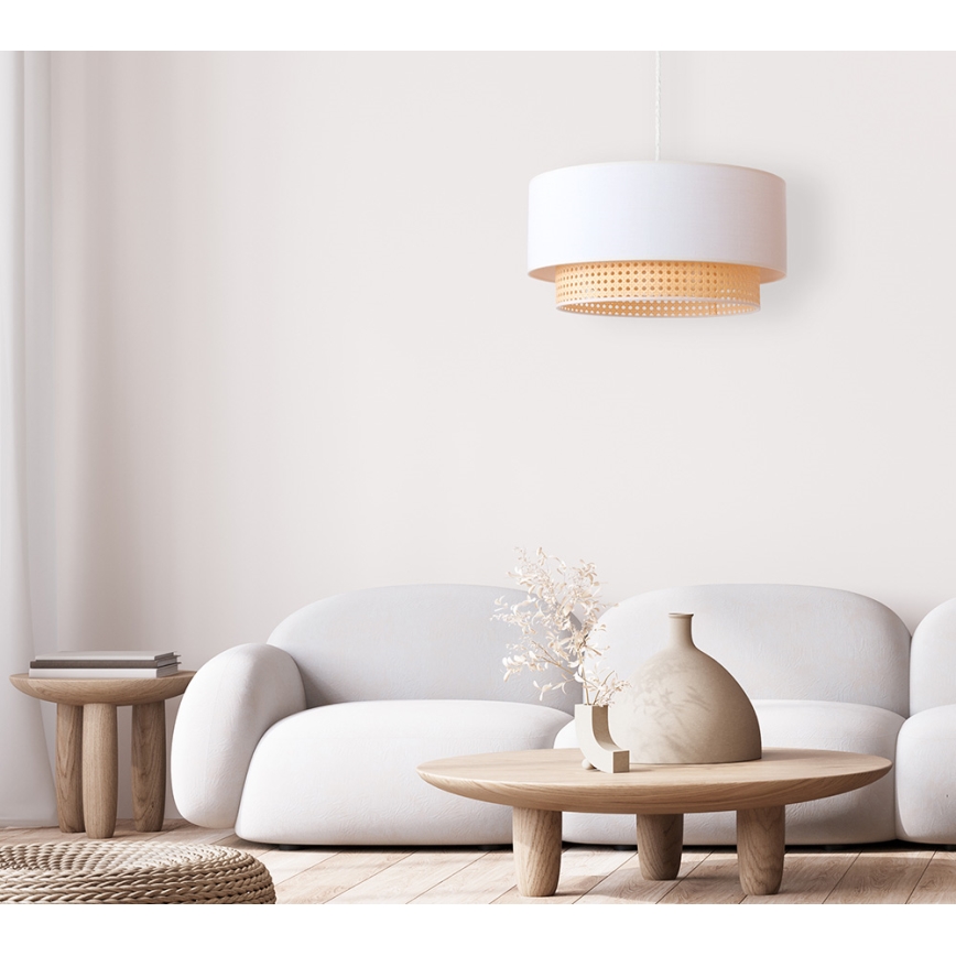 Duolla - Ljuskrona med textilsladd BOHO 1xE27/15W/230V diameter 45 cm grädde/rotting