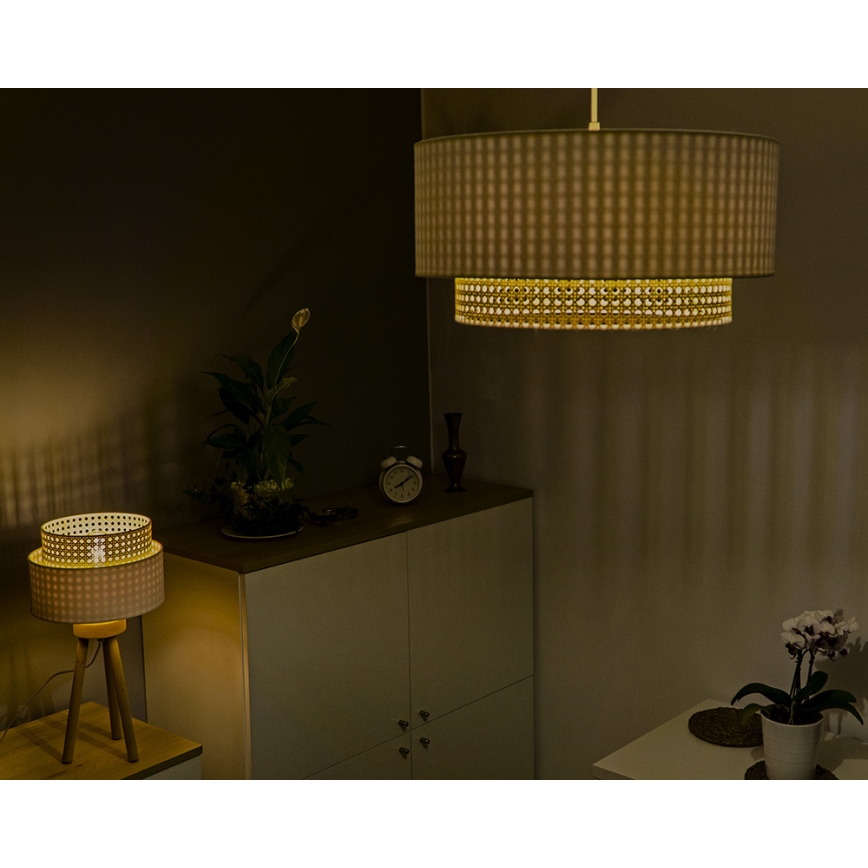 Duolla - Ljuskrona med textilsladd BOHO 1xE27/15W/230V diameter 45 cm grädde/rotting