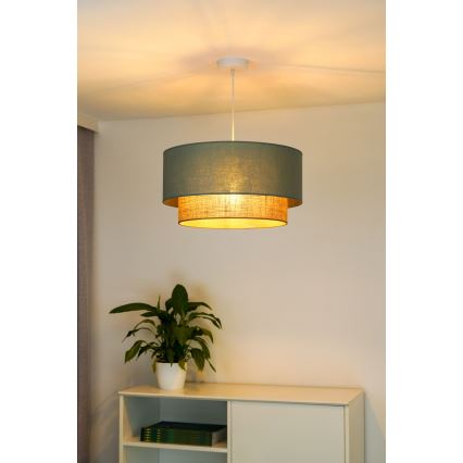 Duolla - Ljuskrona med textilsladd BOHO 1xE27/15W/230V diameter 45 cm grön/brun