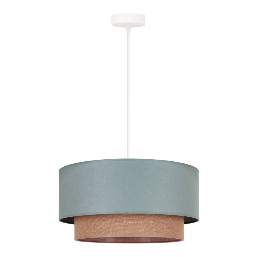 Duolla - Ljuskrona med textilsladd BOHO 1xE27/15W/230V diameter 45 cm grön/brun