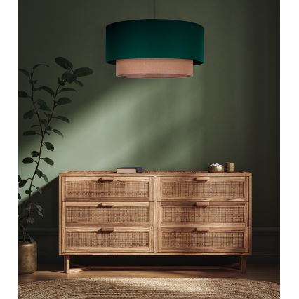 Duolla - Ljuskrona med textilsladd BOHO 1xE27/15W/230V diameter 45 cm grön/brun