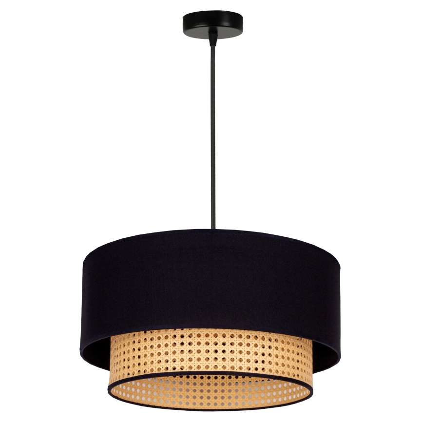 Duolla - Ljuskrona med textilsladd BOHO 1xE27/15W/230V diameter 45 cm svart/rotting