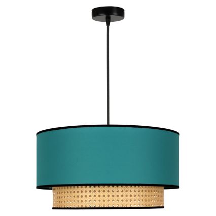 Duolla - Ljuskrona med textilsladd BOHO 1xE27/15W/230V diameter 45 cm turkos/rotting