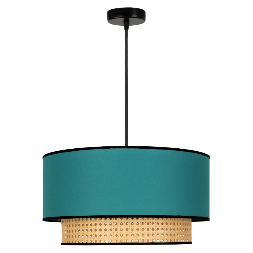 Duolla - Ljuskrona med textilsladd BOHO 1xE27/15W/230V diameter 45 cm turkos/rotting