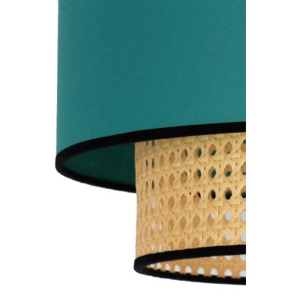 Duolla - Ljuskrona med textilsladd BOHO 1xE27/15W/230V diameter 45 cm turkos/rotting