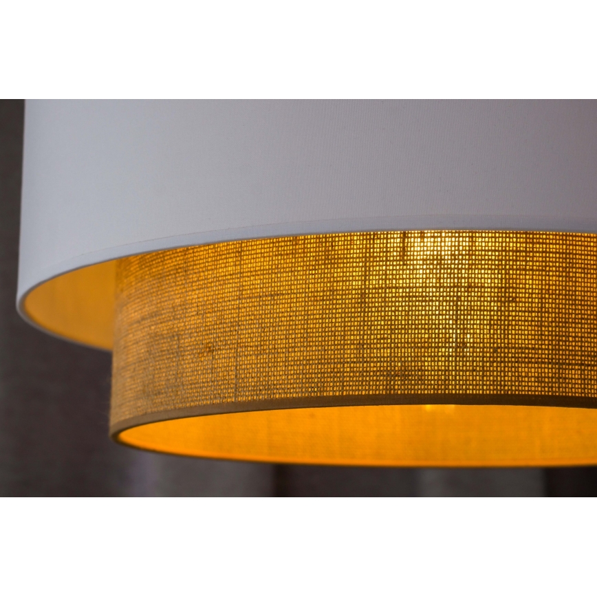 Duolla - Ljuskrona med textilsladd BOHO 1xE27/15W/230V diameter 45 cm vit/brun