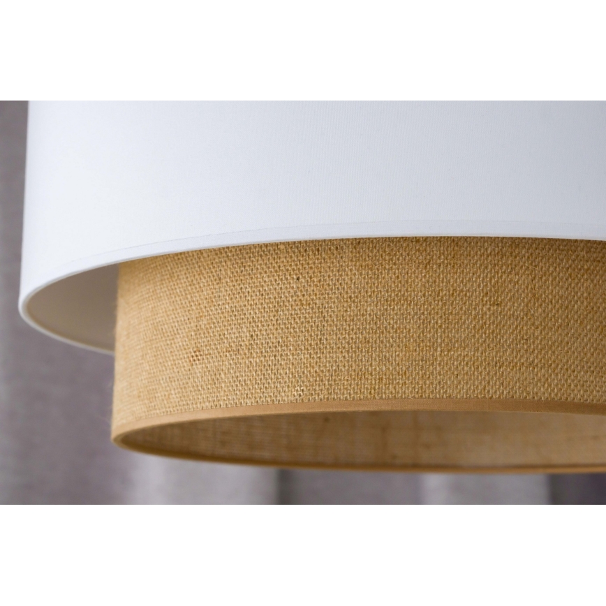 Duolla - Ljuskrona med textilsladd BOHO 1xE27/15W/230V diameter 45 cm vit/brun