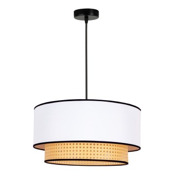 Duolla - Ljuskrona med textilsladd BOHO 1xE27/15W/230V diameter 45 cm vit/rotting